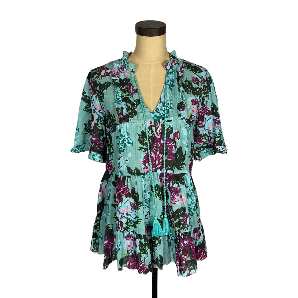 Sundance cotton floral pintuck women’s tunic‎ top SZ XS